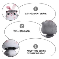 2 x RAW Customer Returns Amosfun Cat Figurines Jointed Head with Rabbit Ears Car Dashboard Decoration - Gray A - RRP €32.98