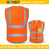 1 x RAW Customer Returns HPHST Safety Vest for Men and Women High Visibility Cycling Vest with Zipper Reflective Vest Work Vest EN ISO 20471 Orange 3X-Large  - RRP €18.14