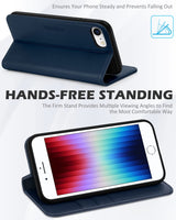 1 x RAW Customer Returns SHIELDON Case for iPhone SE 2022, 5G Cell Phone Case iPhone 8 Protective Case Cowhide Leather Shockproof Compact TPU Card Slot Stand Magnet Cover Compatible with iPhone 7 8 SE 2020 SE3 4.7 - Navy Blue - RRP €30.99