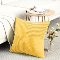 1 x RAW Customer Returns FDTERN Set of 2 Boho Corduroy Cushion Covers 45 x 45 CM Light Yellow Solid Color Fluffy Square Pillowcases Cushion Cover Decorative Pillow Cover Sofa Cushion Decorative Pillow Decoration - RRP €19.46