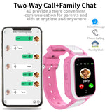 1 x RAW Customer Returns Kesasohe 4G Smartwatch Children GPS with and Phone, Smartwatch with Sim Children with HD Video Call, Family, SOS Chat IP68, Waterproof, Game Camera, Stopwatch Class Mode Pink 4G  - RRP €70.58