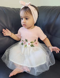 1 x RAW Customer Returns AGQT Dresses for Baby Girls Embroidered Tulle Tutu Flower Girl Dress Flower Dress for Wedding Birthday Party Pink 12-18 Months - RRP €28.22