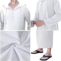 1 x RAW Customer Returns YAOHUOLE Kaftan Men s Long Kaftan White Men s Long Sleeve Linen Kaftan Men s White M - RRP €28.21