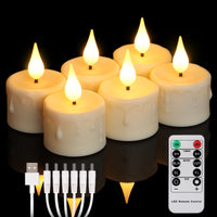 1 x RAW Customer Returns FREEPOWER 6-pack Rechargeable LED Tea Lights with Remote Control Timer Flickering Warm White Dimmable Electric Rechargeable Candles with USB Cable, Halloween Christmas Family Decoration, 4x5.5cm - RRP €20.16