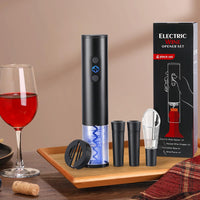 1 x RAW Customer Returns ZOYIDOUX 5-in-1 Electric Rechargeable Wine Corkscrew Aluminum Alloy Electric Wine Opener with Cutter, Pourer, 2 Vacuum Wine Corks, USB Charging Line, Gift Set for Wine Lovers - RRP €22.99