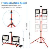 1 x RAW Customer Returns 2 Pieces 100W Outdoor Construction Site Spotlight, 6500K LED Spotlights on Tripod with Adjustable Height, IP65 Waterproof, 10000 LM 360 Rotation LED Work Floodlight - RRP €161.3