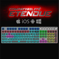 1 x RAW Customer Returns Spirit Of Gamer XPERT K1500, Wireless Bluetooth RGB Mechanical Keyboard, 100 Anti-Ghosting Switch Red Keys, French Azerty Aluminum Gaming Keyboard, Compatible with Mac, iOS, Android and PC - RRP €82.39