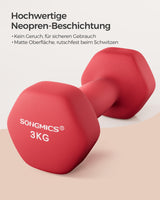 1 x RAW Customer Returns SONGMICS 2 x 3kg Dumbbell Set with Matte Neoprene Coating Non-Slip Strength Training Home Red SYL66RD - RRP €27.08