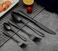 1 x RAW Customer Returns HOMQUEN Black Cutlery and Cutlery Set, 30 Piece Stainless Steel Perforated Spoon Fork Set for 6 People Black, 6 Set  - RRP €36.98