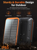 1 x RAW Customer Returns Solar Power Bank 36800mAh, Solar Charger with 4 Solar Panels and 4 Outputs 2 Inputs, 22.5W PD3.0 Fast Charging, Comes with 3 Flashlights Solar Charger for Smartphones, Outdoor Camping and More - RRP €37.52