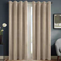 1 x RAW Customer Returns Ystyle velvet curtains set of 2, thermal curtain cold protection, opaque curtains with eyelets, blackout curtains, thermal curtain heat protection, blackout curtains for the living room, camel - RRP €46.99