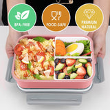 1 x RAW Customer Returns MUJUZE lunch box with compartments, 1400 ml - lunch box for adults children, snack box with cutlery and small cans, sustainable lunch box with compartments, bento box for school work picnic travel pink  - RRP €16.99