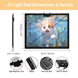 1 x RAW Customer Returns A3 Light Table Black, Wireless Light Box with Stand and Top Magnetic Clip 3 Colors Continuously Dimmable 6 Brightness Levels Rechargeable Light Board for Diamond Painting, Drawing - RRP €30.65