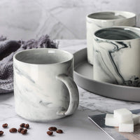 1 x RAW Customer Returns SHOWFULL 340ml Marble Coffee Mugs, Set of 4-Stackable Novelty Marble Ceramic Cups for Milk, Soup, Water, Cocoa Gray  - RRP €25.82