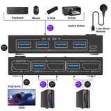 1 x RAW Customer Returns Switch KVM USB 3.0 Displayport 4K 144Hz, KVM Switch 2 PC 1 Monitor 8K 30Hz, DP KVM Switch 2 in 1 Out for 2 PC Parti 4 dispositivi USB 3.0 Tastiera Mouse Monitor con Wired Remote - RRP €57.13