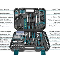 1 x RAW Customer Returns Sundpey tool case 257 pcs - tool case filled with ratchet socket wrench set universal tool set tool box blue - RRP €60.49