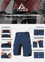 1 x RAW Customer Returns Cycorld MTB Pants Men s Cycling Pants, Quick-drying MTB Shorts Men s Mountain Bike Pants Baggy Bike Shorts, Breathable Cycling Pants with Adjustable Velcro Fasteners Indigo Blue Pad, M  - RRP €51.42