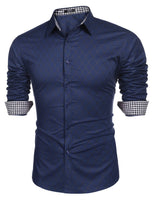 1 x RAW Customer Returns COOFANDY Shirt Men Long Sleeve Slim Fit Checked Shirt Traditional Shirt Casual Mens Shirts Blue XL - RRP €32.65