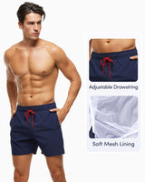 1 x RAW Customer Returns Adorel Men s Swimming Shorts Pocket Zip Quick Drying Short Swimming Trunks Navy Blue L - RRP €19.38