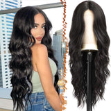 2 x RAW Customer Returns BARSDAR Long Wavy Black Wig, 66cm Wavy Natural Black Middle Parting Wig Synthetic Hair Replacement Wigs for Women Daily Party Halloween Wig Natural Black  - RRP €59.5