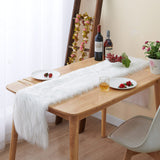 1 x RAW Customer Returns Table runner, Easter table runner, modern, table runner, white, table runner, Christmas table runner, washable table runner, made of faux fur look for Christmas, wedding 30cm x 150cm  - RRP €26.99