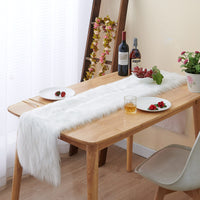 1 x RAW Customer Returns Table runner, Easter table runner modern, table runner white, table runner Christmas, table runner washable, made of faux fur fur look for Christmas, wedding 30x180cm  - RRP €28.99