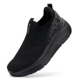 1 x RAW Customer Returns FitVille shoes extra wide women s comfortable slip on sneakers width h fabric gym fitness black 42.5 EU X-Wide - RRP €59.74