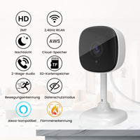 1 x RAW Customer Returns AMOROM Indoor Surveillance Camera 1080P WiFi Camera Surveillance, with Night Vision, 2-Way Audio, Motion Detection, Voice Control, Works with Alexa Google Assistant, 2.4G WiFi, 2 Pack - RRP €36.79