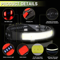 1 x RAW Customer Returns Aaizplz Headlamp LED Rechargeable, 2 Pack 1500 Lumens Super Bright Headlamp 3 Modes Head Lamp, IPX4 Waterproof LED Lightweight Perfect for Jogging, Hiking, Camping, Cycling, Fishing - RRP €20.16