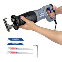 1 x RAW Customer Returns WORKPRO Saber Saw 710W, Variable Speed with Quick Blade Change Mechanism 0-2800 rpm, Cutting Depth Wood 115mm Metal 4mm, with 4 Blades Included - RRP €49.57