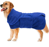 2 x Brand New Morezi dog bathrobe jacket vest, quick-drying cotton stretch towel, suitable for pets after bathing and walking-Blue-S - RRP €40.8