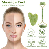 1 x RAW Customer Returns Jade Roller Set for Face, Gua Sha Stone Massage Set Facial Massager Natural Scraping Stone Massage Tool with Mask Brush for Anti-Aging - RRP €9.99