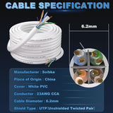 1 x RAW Customer Returns Soibke Lan Cable 20 Meters, Cat 6 Network Cable 20m Installation Cable Ethernet Cable White Installation Cable Waterproof UTP Unshielded Twisted Paired 23AWG Gigabit RJ45 Patch Internet Cable Long - RRP €26.4