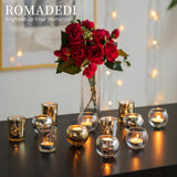 1 x RAW Customer Returns Romadedi Candlestick Gold Tealight Holder Table Decoration - Set of 24 Glass Candle Holders Mercury Tealights Votive Candles for Wedding Table Living Room Christmas Decoration Advent Wreath - RRP €42.99