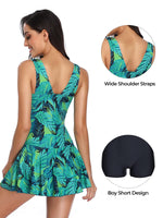 1 x RAW Customer Returns Summer Mae Women s One Piece Swimsuit Plus Size Dress Green Print Beach Skirt 3XL - RRP €41.99