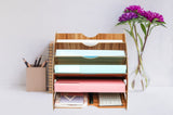 1 x RAW Customer Returns EXERZ Wooden File Organizer 5 Tiers Peacock Tail for Desk Office Supplies Document Holder Student School Notebook Letters and Magazines Storage Stationary Painting Drying. - RRP €17.99