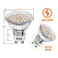 1 x RAW Customer Returns Eslas Gu10 LED warm white CRI 90, 5W 550Lm, 3000K warm white, 50W halogen lamps replaced, 120 degree beam angle, GU10 LED reflector lamp, non-dimmable, 10 pieces - RRP €21.42