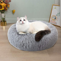 1 x Brand New NIBESSER pet bed dog bed cat bed round plush dog sofa cat sofa cushion in doughnut shape diameter 50cm, light gray  - RRP €21.0