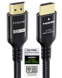 1 x RAW Customer Returns Etseinri 2024 Newest 10K 8K 4K HDMI Cable 7.5M, Certified 48Gbps Ultra High Speed HDMI Cable 4K 144Hz 120Hz 8K 60Hz eARC HDCP2.3 HDR10 D-olby Atmos - Compatible with PS5, X-box HDTV Monitor - RRP €31.99