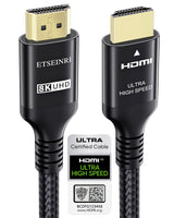 1 x RAW Customer Returns Etseinri 2024 Newest 10K 8K 4K HDMI Cable 7.5M, Certified 48Gbps Ultra High Speed HDMI Cable 4K 144Hz 120Hz 8K 60Hz eARC HDCP2.3 HDR10 D-olby Atmos - Compatible with PS5, X-box HDTV Monitor - RRP €30.0