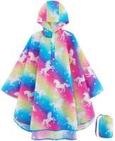 1 x RAW Customer Returns WAWSAM Girls Raincoat Lightweight Kids Rain Jacket Waterproof Toddler Rain Poncho with Hood Unicorn Rainwear Little Girls Outdoor Jackets for School Hiking Camping - RRP €19.67