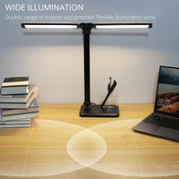 5 x RAW Customer Returns iVict Dual Swing Arm LED Desk Lamp, 5-Mode Touch Control Brightness Levels Desk Light with 45-Minute Auto-Off Timer, USB Charging Port, Memory Function, Contains Iron - RRP €119.95