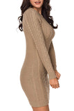 1 x RAW Customer Returns Viottiset Women s Knitted Jumper Dress Crew Neck Long Sleeve Winter Mini Dress Beige S - RRP €44.36