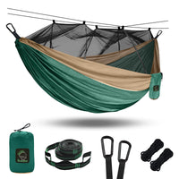 1 x RAW Customer Returns Camping Hammock with Mosquito Bug Net, Portable Parachute Nylon Hammock with 10ft Hammock Tree Straps 17 Loops and Easy Assembly Carabiner, for Camping, Backpacking, Travel, Hiking - RRP €29.99