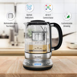 1 x RAW Customer Returns Razorri Electric Tea Maker - 1.7 L, automatically lifting tea basket BPA Free, 5 types of tea and 3 brewing strengths, keeps warm for up to 60 minutes, programmable time for tea preparation, with stainless steel - RRP €115.44