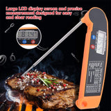 1 x RAW Customer Returns Grill Thermometer, LCD Digital Food Meat Thermometer with Folding Probe Turkey Fish Beef Taste Selectable Kitchen Cooking BBQ Grill Temp Tester Orange  - RRP €26.4