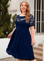 10 x Brand New Women s Plus Size Dress Casual Dress A Line Swing Mini Dress Elegant Skater Dress Party Dress Lace Dress Blue 3XL - RRP €252.0