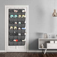 1 x RAW Customer Returns VERONLY Over the door shoe organizer, shoe rack door with 24 large pockets, shoe storage shoe organizer, hanging storage bag for bedroom bathroom closet, black - RRP €13.99