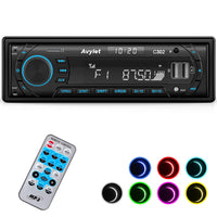 1 x RAW Customer Returns Car radio Bluetooth 5.0, FM AM 7 colors car radio with Bluetooth hands-free system, 1 DIN radio stereo with 2 USB AUX SD card MP3 player, support for iOS, Android, store 30 radio stations - RRP €37.99