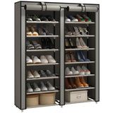 1 x RAW Customer Returns JIUYOTREE Large Capacity Double Row Shoe Rack 7 Tier Shoe Cabinet Shelf Non-woven Cover Cabinet for 28 Pairs of Shoes Gray - RRP €29.99